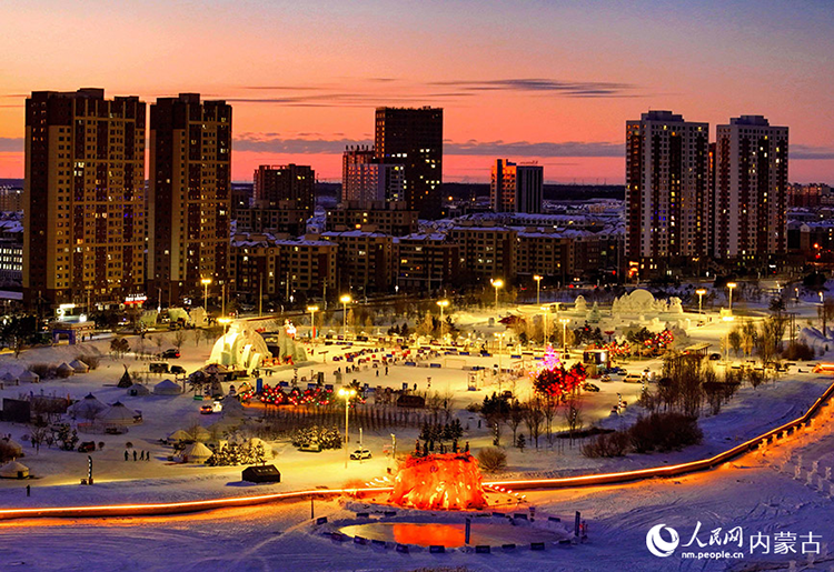 2024年12月20日拍攝的呼倫貝爾市城市越野滑雪公園景色（無人機照片）。王正攝