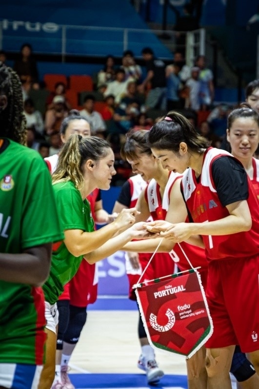 28日，成都大運(yùn)會(huì)女籃項(xiàng)目葡萄牙隊(duì)對(duì)戰(zhàn)中國(guó)隊(duì)。 受訪(fǎng)者供圖