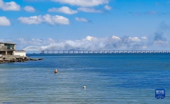 這是8月12日拍攝的克里米亞大橋。新華社/塔斯社