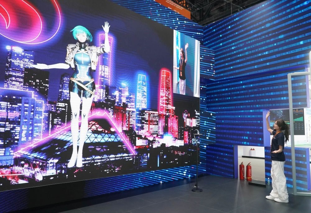 這是9月1日在國(guó)家會(huì)議中心拍攝的一款數(shù)字人。新華社記者 任超 攝