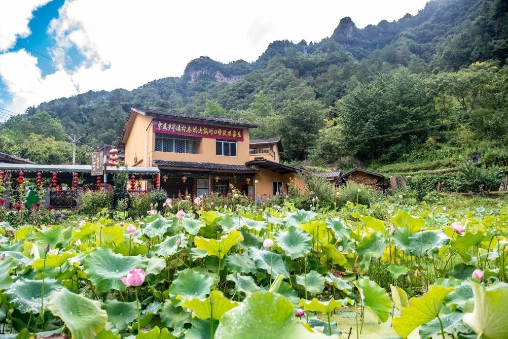 這是8月28日拍攝的華溪村村民開設(shè)的農(nóng)家樂外景。新華社記者 唐奕 攝