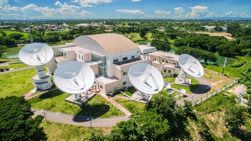 2016年8月1日拍攝的老撾首都萬象的老撾一號通信衛(wèi)星地面站全景。