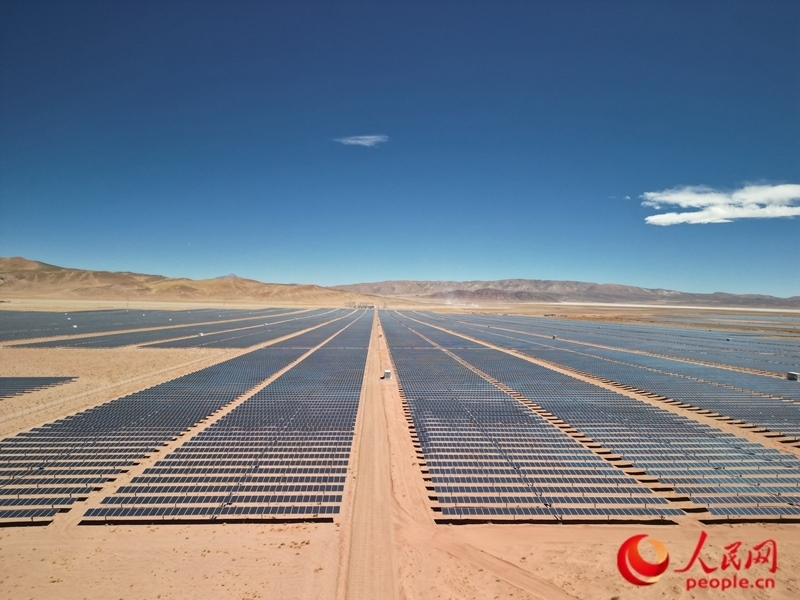 高查瑞光伏電站次第排開的光伏板（局部）。人民網記者 張若涵攝