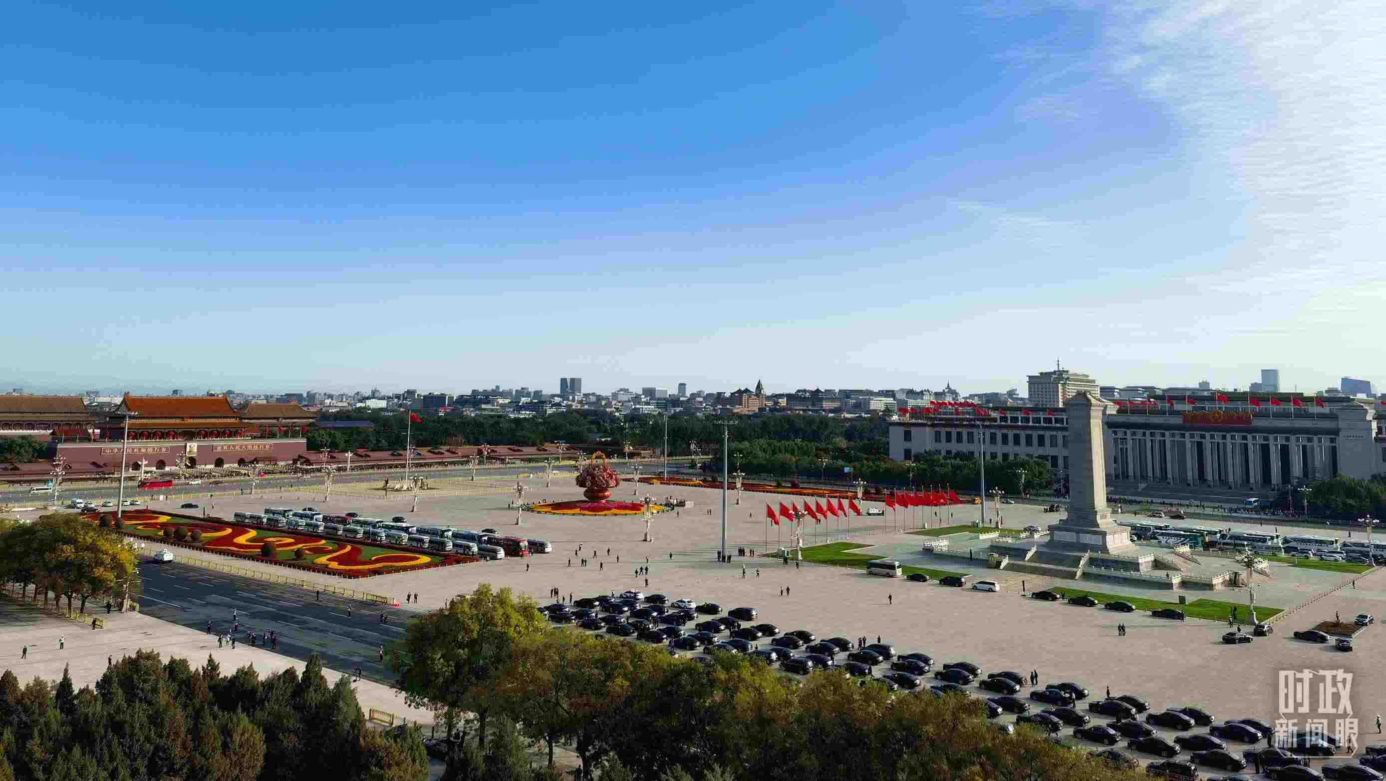 △18日的天安門廣場。（總臺央視記者周志國拍攝）