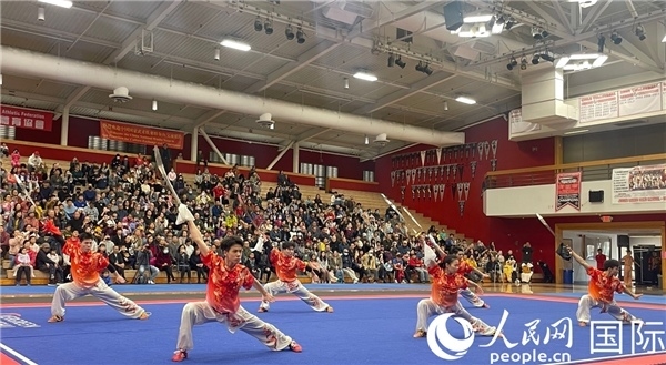 中國武術(shù)隊員表演現(xiàn)場。人民網(wǎng)記者 鄧圩攝