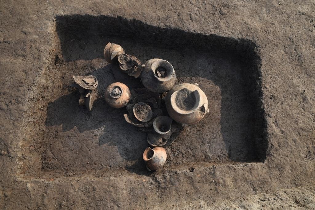 汶溪遺址河姆渡文化晚期墓葬。寧波市文化遺產管理研究院供圖