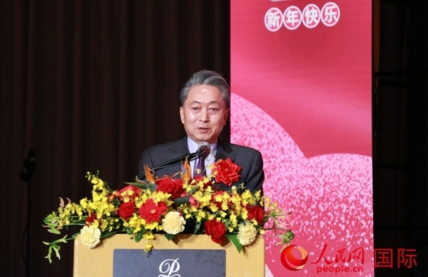 日本前首相鳩山由紀夫致辭。人民網(wǎng) 許可攝