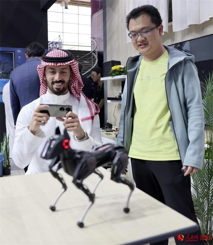 一名觀眾在體驗操作機器狗。人民網記者 管克江攝