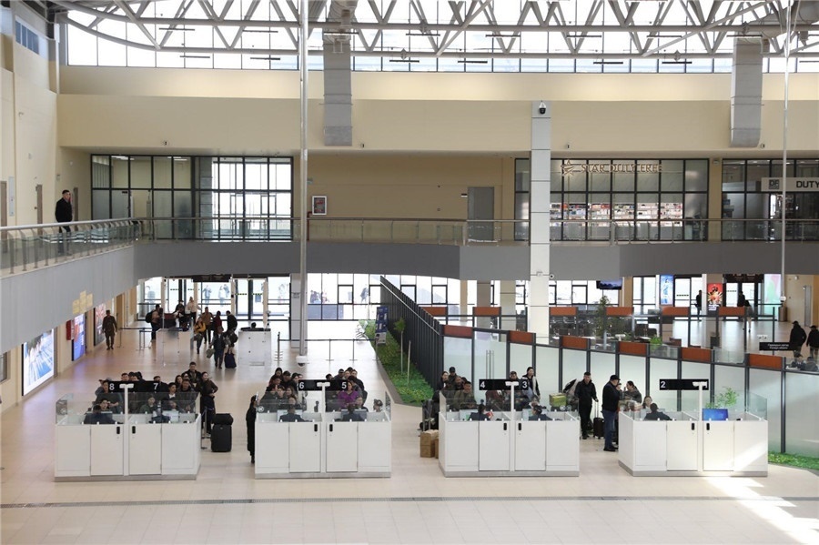 3月24日，扎門烏德口岸通關(guān)現(xiàn)場。駐蒙古使館供圖