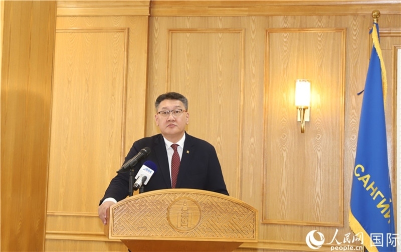 扎布赫楞部長(zhǎng)致辭。人民網(wǎng)記者 霍文攝