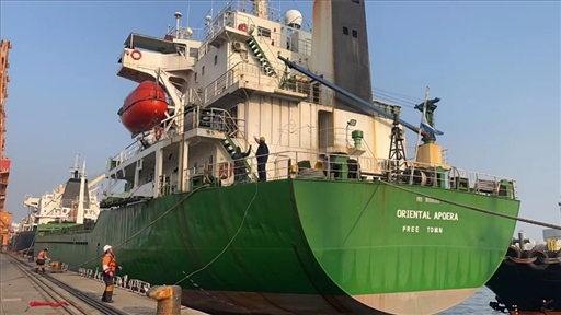 中蘇海運(yùn)直航貨輪靠泊蘇里南碼頭。中國駐蘇里南大使館供圖