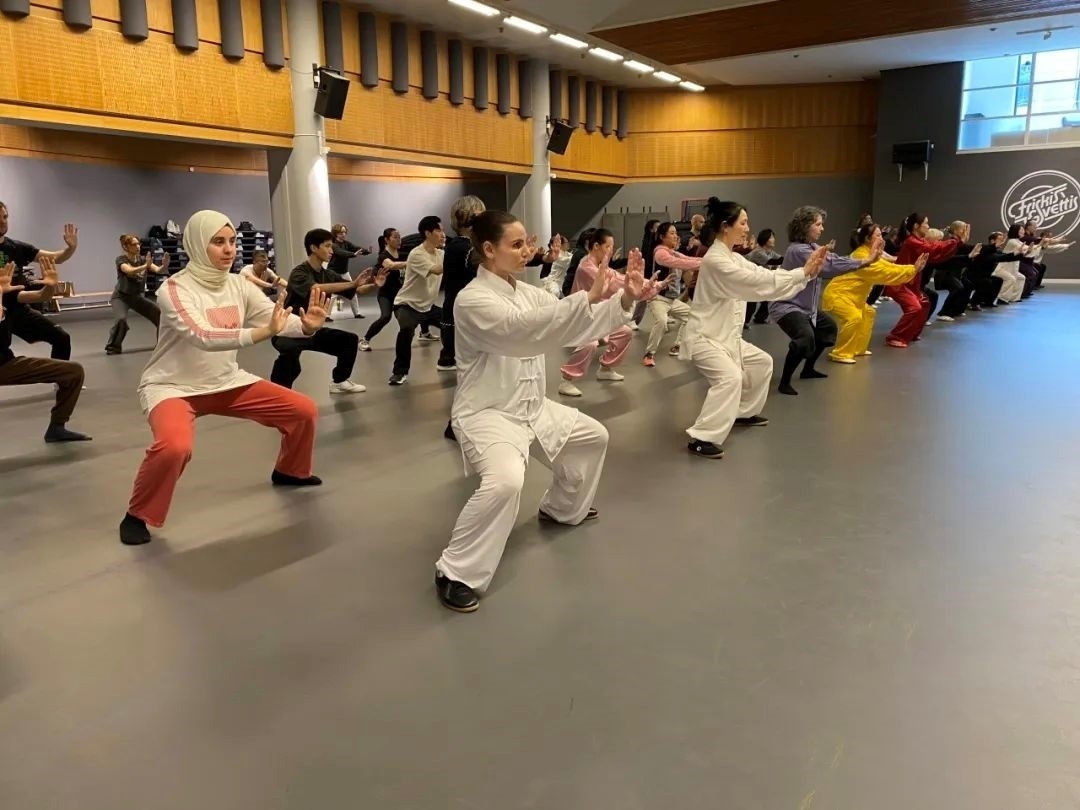 培訓(xùn)班學(xué)員學(xué)習(xí)太極拳。斯德哥爾摩中國(guó)文化中心供圖