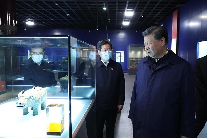 △2022年10月28日，習(xí)近平總書記在河南安陽市殷墟博物館考察。