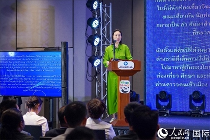 中國(guó)駐泰國(guó)大使館公使銜參贊常禹萌致辭。（普拉維攝）