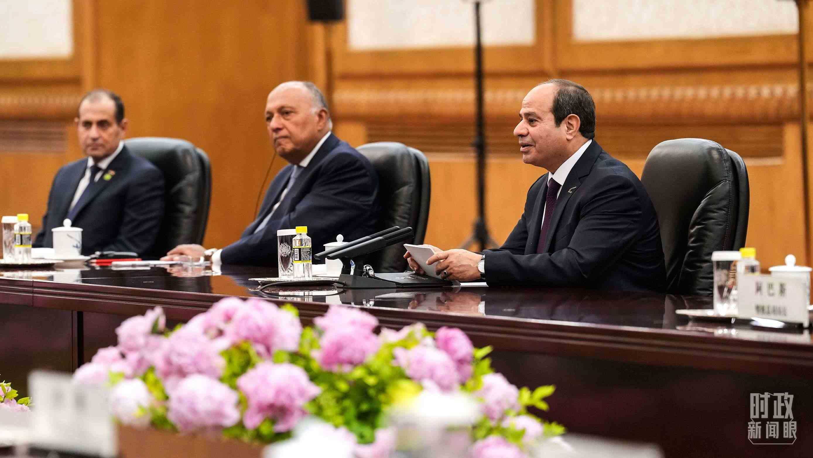 △會(huì)談中的塞西總統(tǒng)。（總臺(tái)國廣記者李晉拍攝）