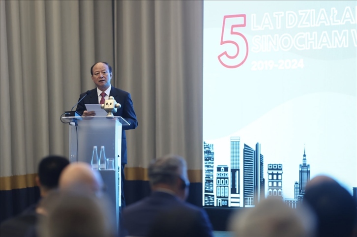 中國(guó)貿(mào)促會(huì)副會(huì)長(zhǎng)陳建安致辭。中國(guó)貿(mào)促會(huì)駐波蘭代表處供圖