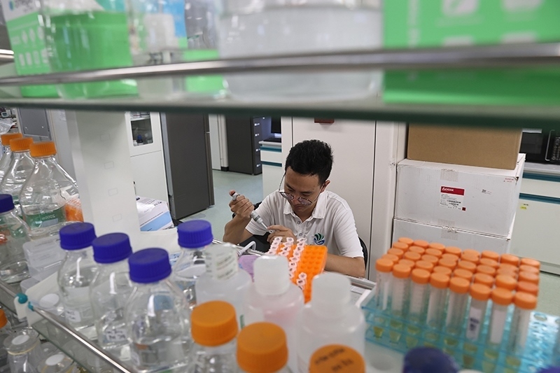 在三亞崖州灣科技城，一名青年科技工作者正在進(jìn)行科研工作。