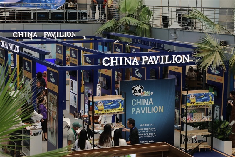 中國聯(lián)合展臺(tái)亮相阿拉伯廣播電視節(jié)。主辦方供圖