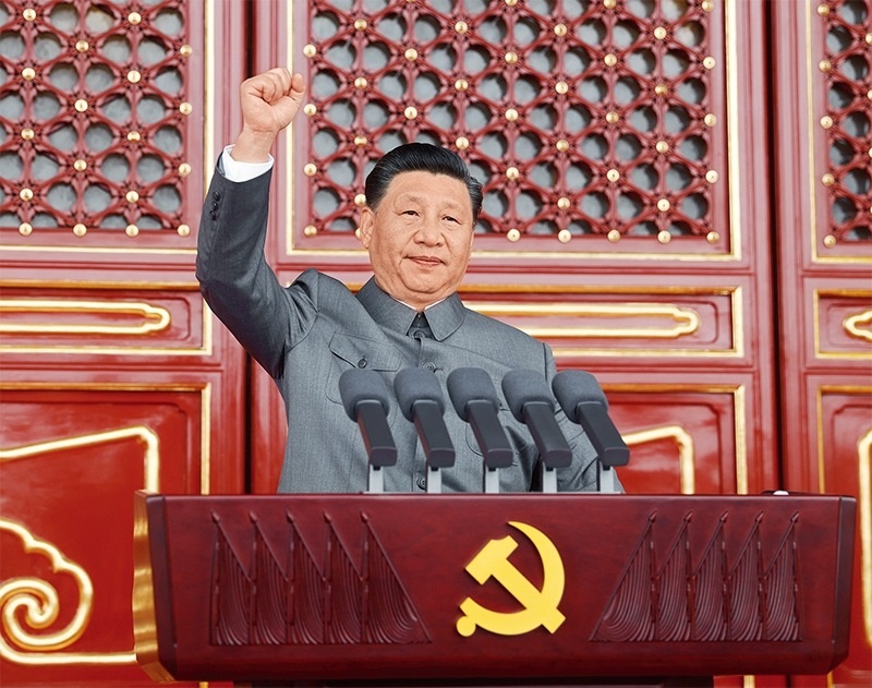 2021年7月1日，慶祝中國(guó)共產(chǎn)黨成立100周年大會(huì)在北京天安門廣場(chǎng)隆重舉行。中共中央總書記、國(guó)家主席、中央軍委主席習(xí)近平發(fā)表重要講話。 新華社記者 鞠鵬/攝