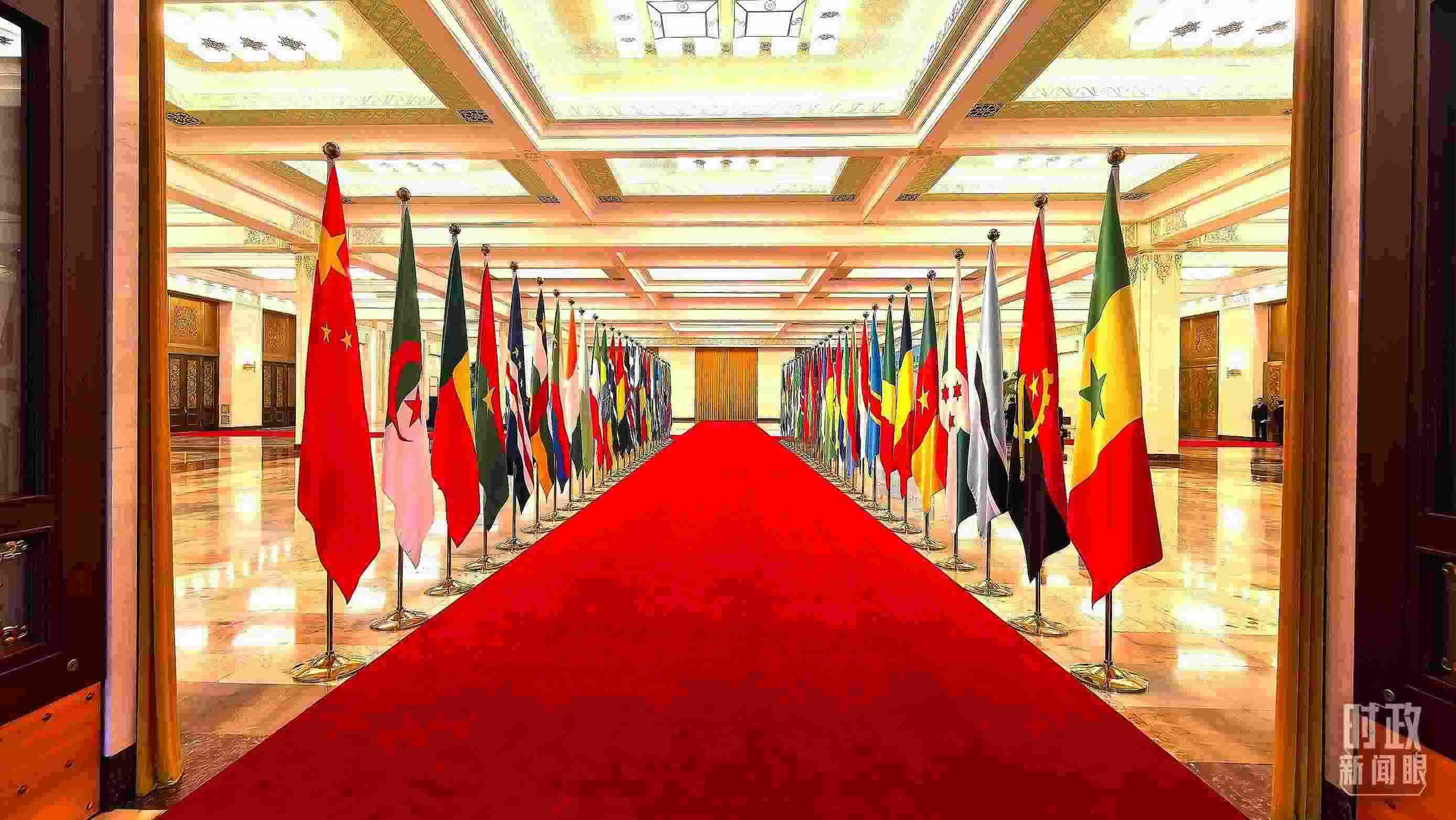  △人民大會堂內(nèi)的旗陣。（總臺央視記者馬超拍攝）
