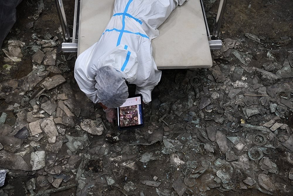 2022年6月28日，四川德陽，三星堆7號祭祀坑發(fā)掘現(xiàn)場。