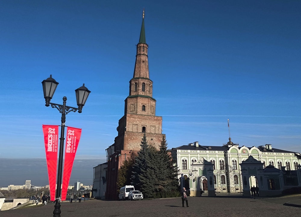 這是2024年10月20日拍攝的俄羅斯喀山克里姆林宮一景。新華社記者 丁海濤 攝