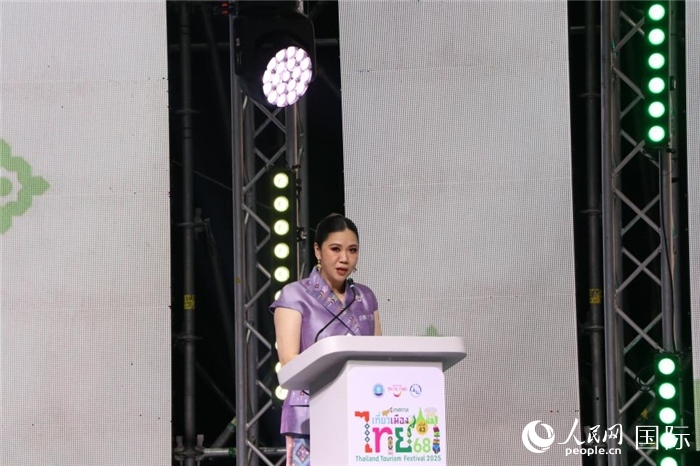 泰國(guó)旅游局局長(zhǎng)塔佩妮在開幕式上致辭。朱瀟逸攝
