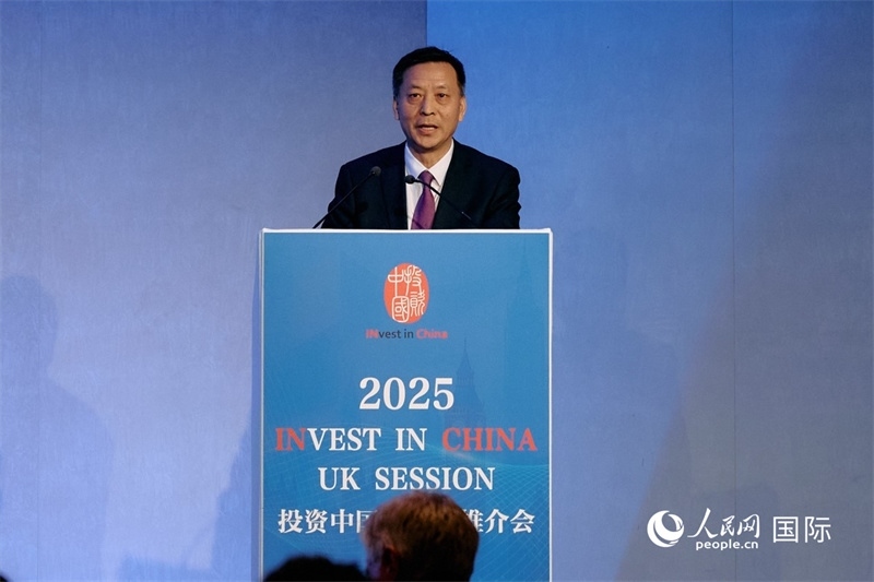 中國駐英國大使館經(jīng)濟(jì)商務(wù)公使余本林發(fā)表致辭。楊浩鵬攝