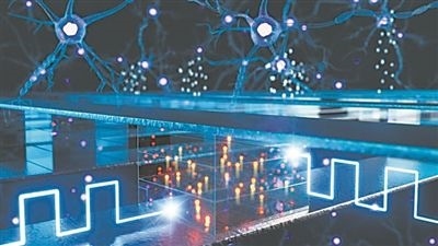 使用電化學(xué)隨機存取存儲設(shè)備進(jìn)行內(nèi)存計算（藝術(shù)圖）。圖片來源：韓國浦項科技大學(xué)